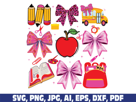 100 Days School Bow Graphics for Crafts
