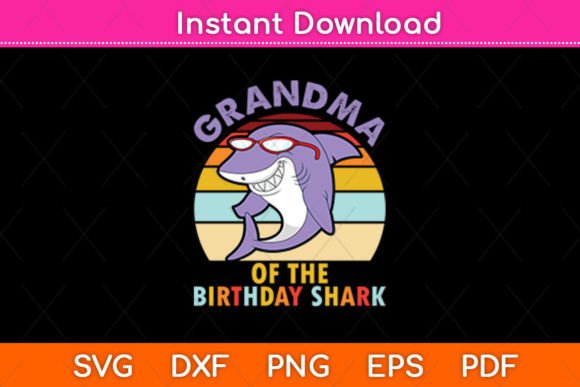 Grandma Shark Retro SVG for Graphics & Crafts