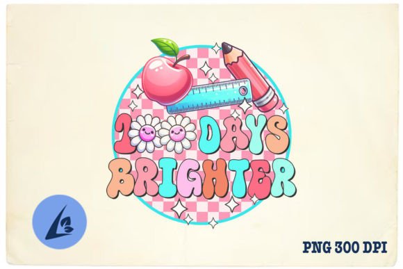 Groovy 100 Days Brighter Teacher Graphics for Crafts