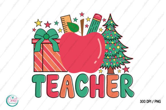 Retro Christmas Teacher Graphics for Crafts