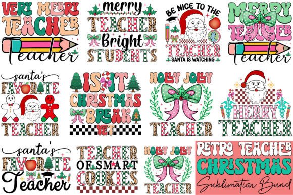 Retro Teacher Christmas Graphics for Crafts
