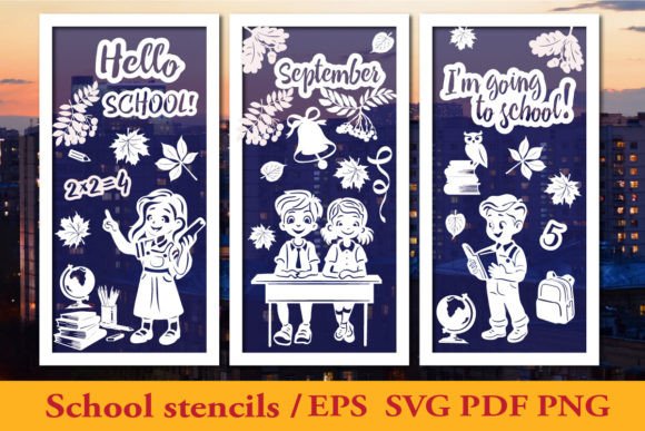 School Stencils Cut out: Graphics for Crafts